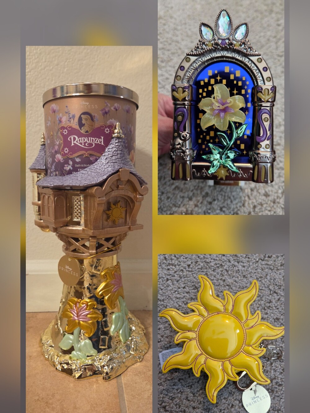 NEW Bath & Body Works Disney Princess Rapunzel Set With Candle Holder 3pc SET